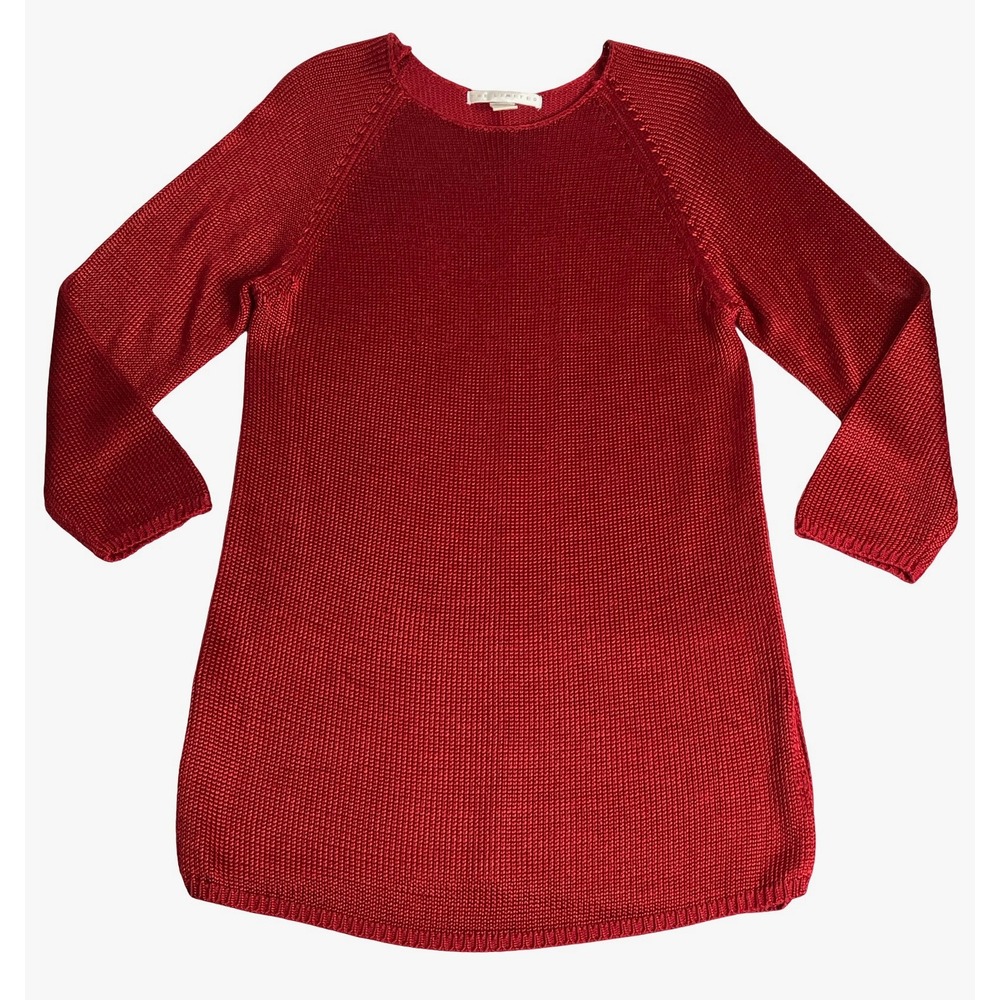 The Limited Longline Sweater Womens M Red Knit Side Slit‎ Raglan Sleeve Tunic